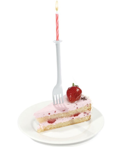 3 蛋糕燭臺蠟燭和叉子完美結合