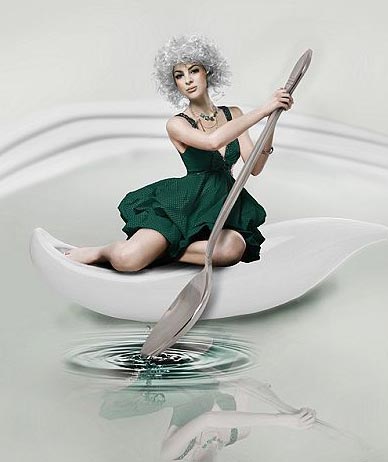 美女與餐具親密接觸