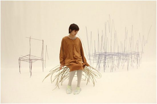 線性家具像設計草圖的實物作品